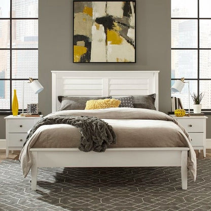 Cama de plataforma contemporánea blanca de pino macizo tamaño Queen