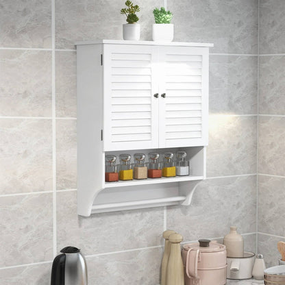 Armario con persianas para botiquín de baño, montado en la pared, blanco