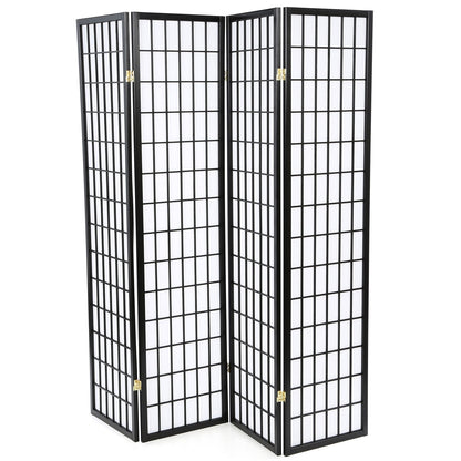 Paravent de estilo japonés Shoji de 4 paneles negro