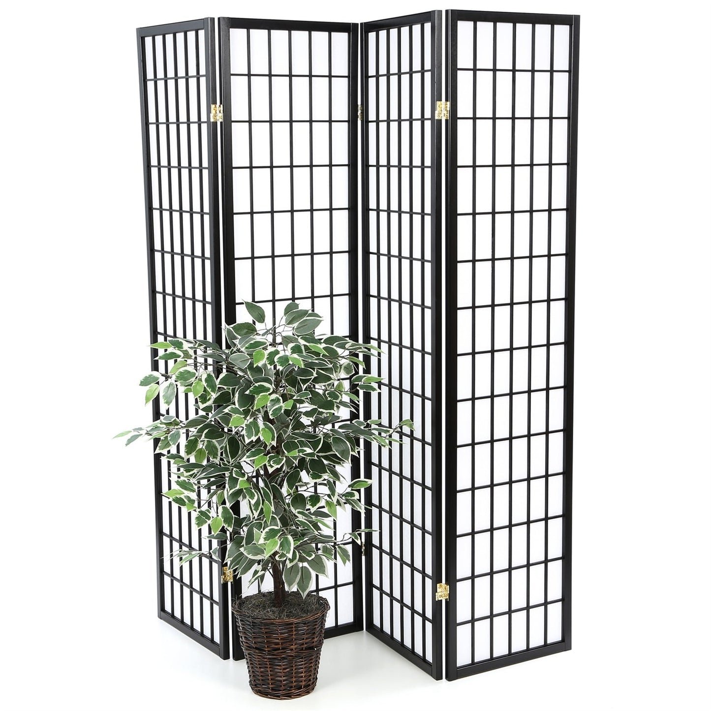 Paravent de estilo japonés Shoji de 4 paneles negro