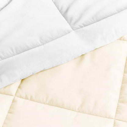 Juego de edredón reversible de microfibra de 3 piezas King/Cal King en blanco y crema
