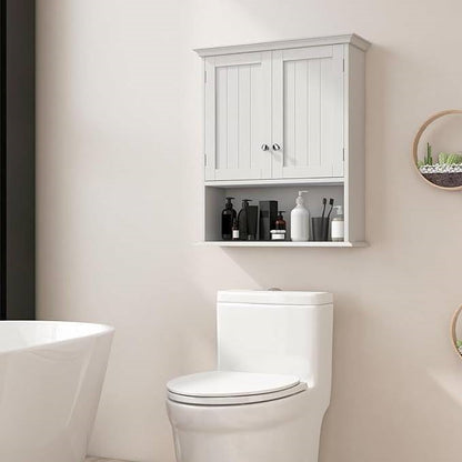 Botiquín de baño de pared con estante abierto, en color blanco