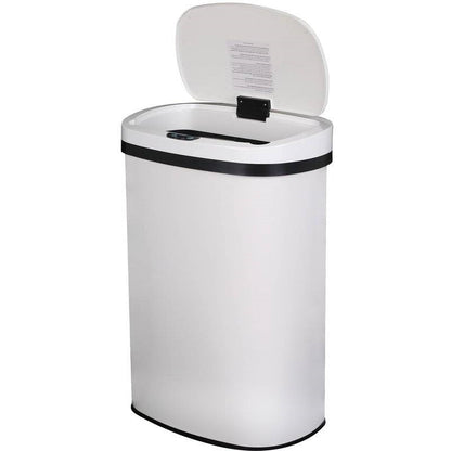 Bote de basura de acero inoxidable con sensor de movimiento de 13 L, blanco