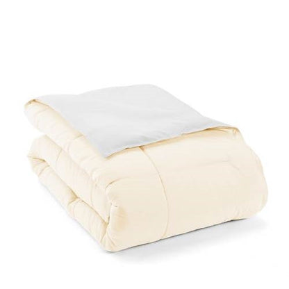 Juego de edredón reversible de microfibra de 2 piezas, individual/individual XL, en blanco y crema