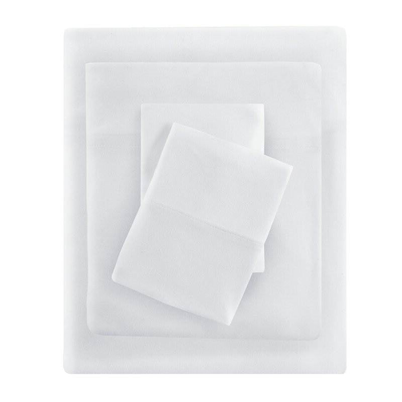 Twin XL cotton blend jersey sheet set in white with fitted and flat sheets by HomePacific on Tampa Home & Garden Store