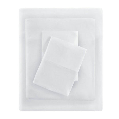 Juego de sábanas de jersey de mezcla de algodón de 4 piezas tamaño twin en color blanco