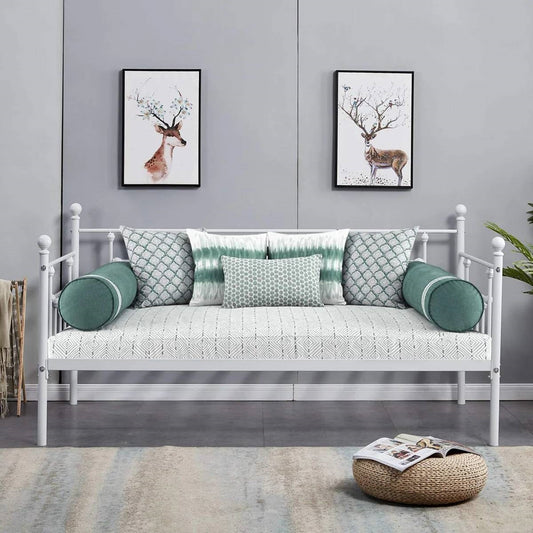 Estructura de diván individual de metal blanco estilo rústico