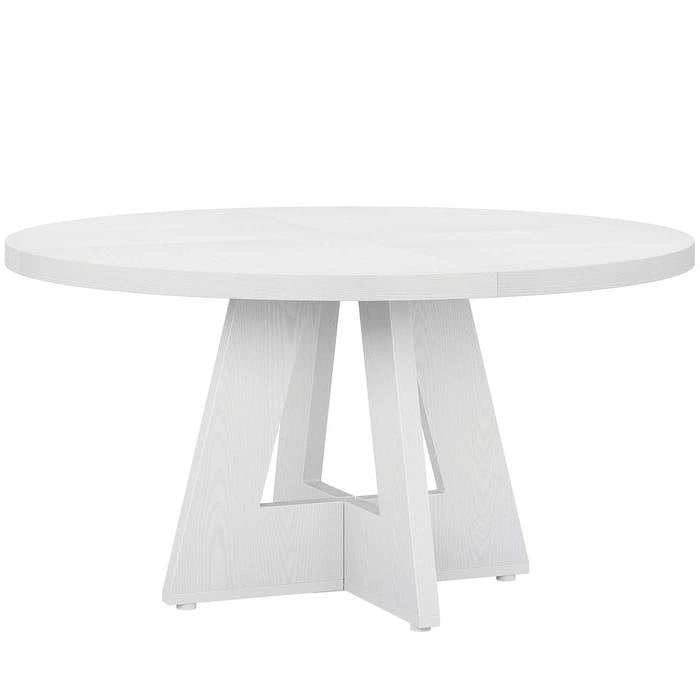 Modern Kitchen Round Circular Dining Table in White Wood Finish