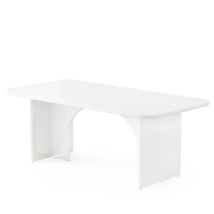 White modern extra-large executive desk for home office with curved center support by HomePacific on Tampa Home & Garden Store