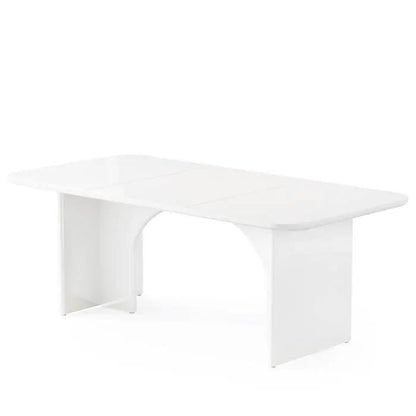 White modern extra-large executive desk for home office with curved center support by HomePacific on Tampa Home & Garden Store