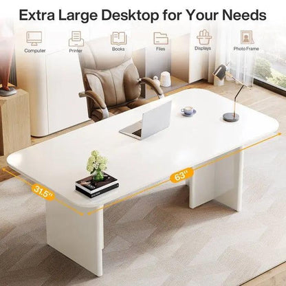 Modern Extra Large Executive White Computer Desk by HomePacific; 63 inch long, 31.5 inch wide on Tampa Home & Garden Store