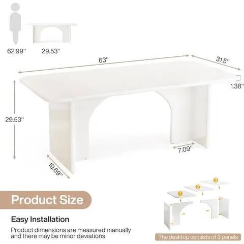 Modern white executive computer desk by HomePacific, 3-panel arch-leg design, 63in long on Tampa Home & Garden Store