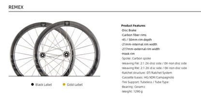 WIEL Carbon Tubeless Clincher Disc Brake 1290g Wheelset-Gold/Black Logo - Tampa Home & Garden Store