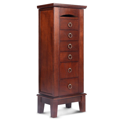Joyero de madera marrón mediano con espejo