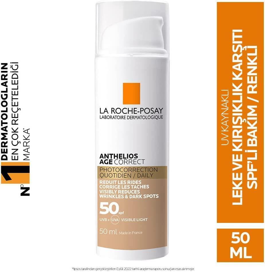 Foundation La Roche-Posay Anthelios Age Correct SPF50+ cream bottle, white with orange label on Tampa Home & Garden Store