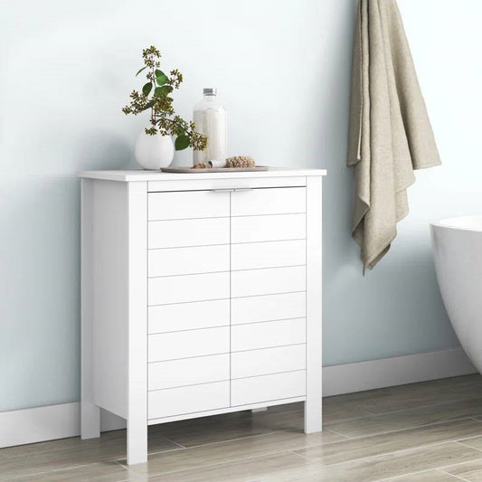 Armario para ropa de baño con estante de almacenamiento en acabado de madera blanca
