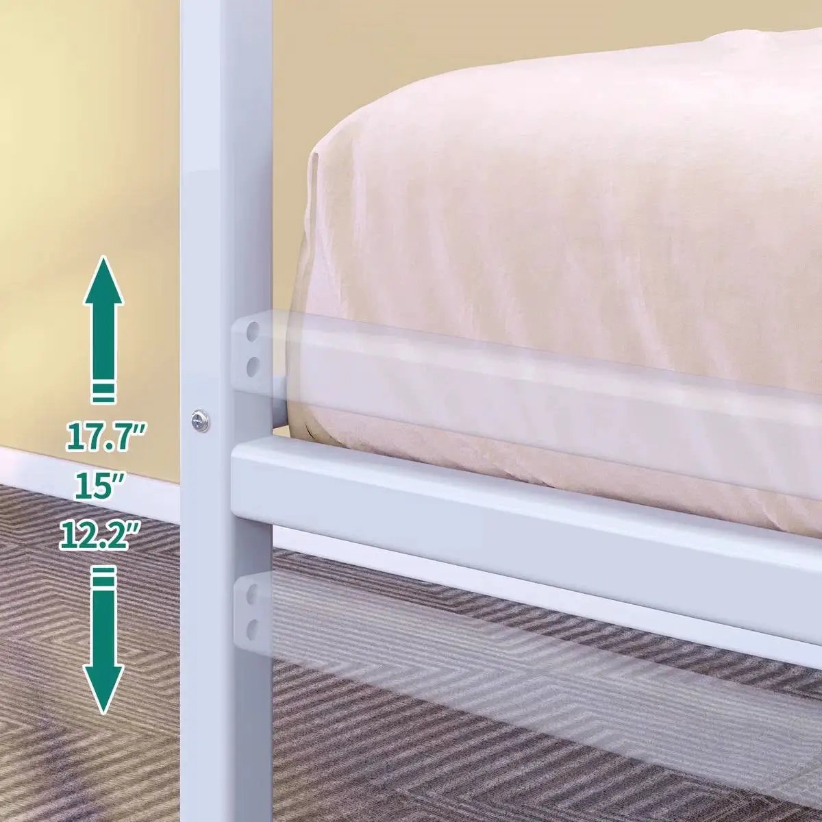 Twin White Metal Daybed Frame Roll Out Trundle
