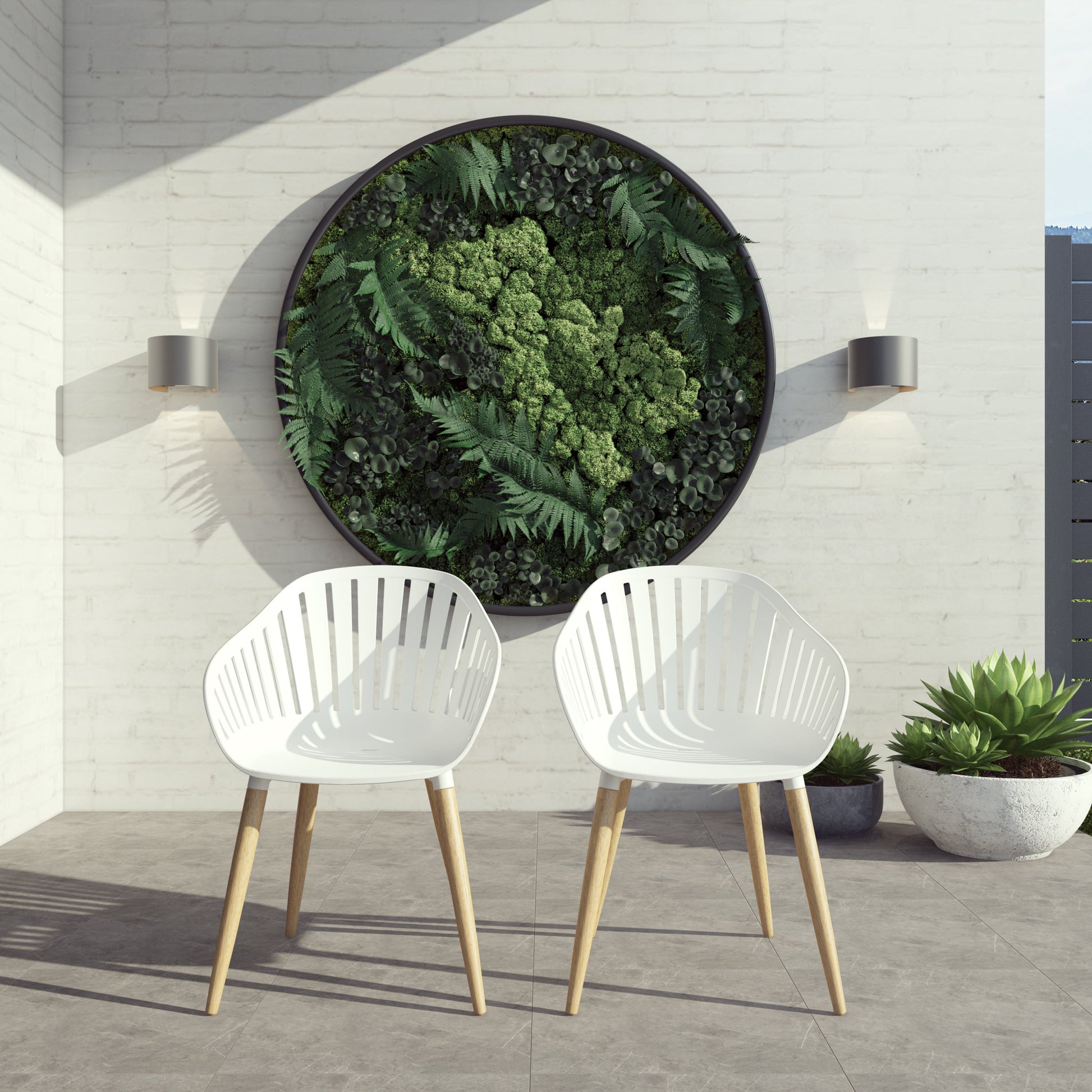 Leyland Table & Nassau White Armchairs Dining Set white chairs with wooden legs for outdoor on Tampa Home & Garden Store