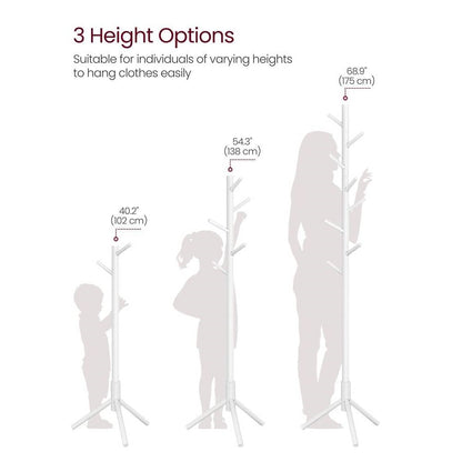 Coat Rack by HomePacific, sturdy solid wood, white finish, 8 hooks, 3 height options on Tampa Home & Garden Store