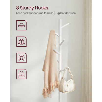 Sturdy solid wood coat rack in white finish with 8 hooks by HomePacific on Tampa Home & Garden Store