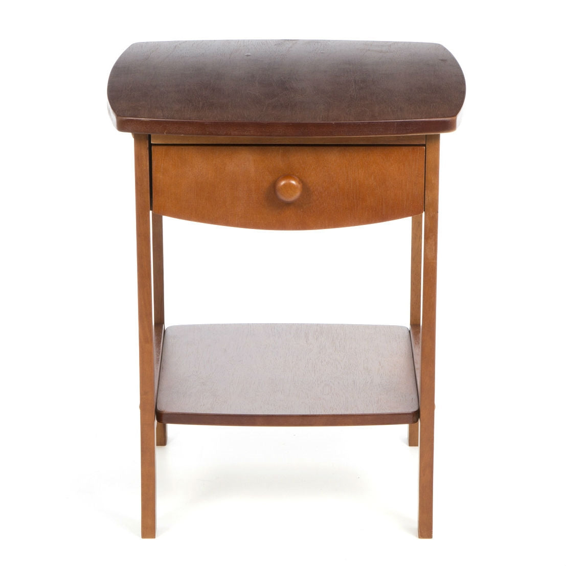 Mesa de Noche de Dormitorio de 1 Cajón con Acabado de Madera de Nogal