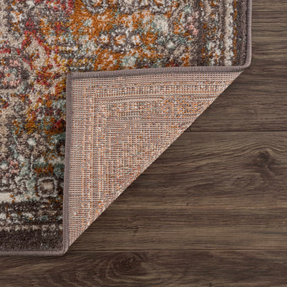 Woorabinda area rug multicolor shag with pink border and exposed underside on Tampa Home & Garden Store