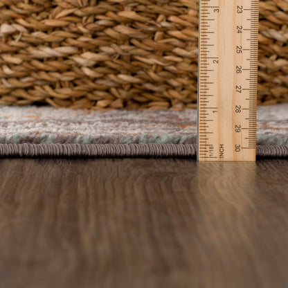 Woorabinda Area Rug beige braided texture with wooden ruler for scale Boutique Rugs clearance on Tampa Home & Garden Store