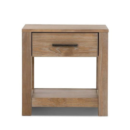 Mesa de Noche Rústica Tradicional de Madera de Pino de Granja con 1 Cajón