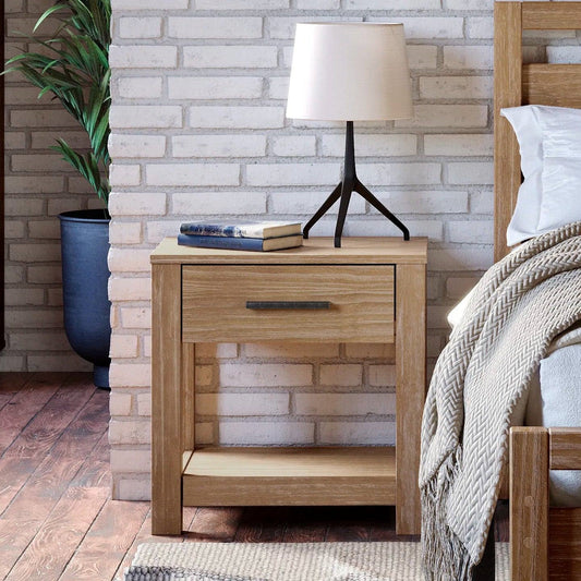 Farmhouse Traditional Rustic Pine Wood 1-Drawer Nightstand Bedside Table - Tampa Home & Garden Store