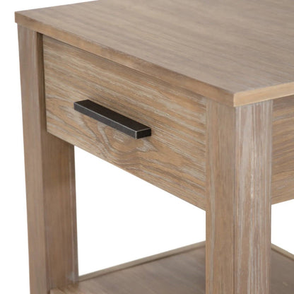 Mesa de Noche Rústica Tradicional de Madera de Pino de Granja con 1 Cajón