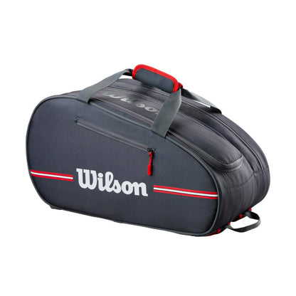 Wilson Padel Racket Bag Team Black with gray panels, red zippers, dual handles, Wilson logo on Tampa Home & Garden Store