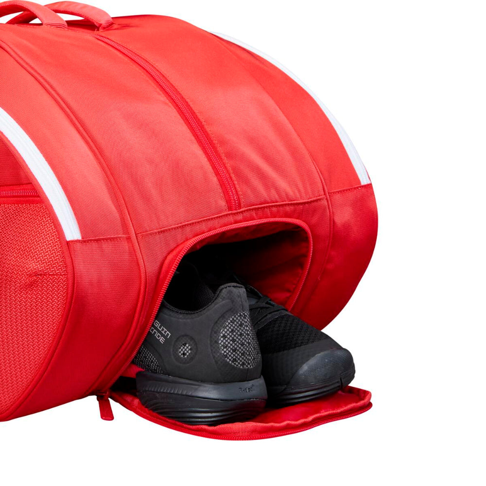 Wilson Padel Racket Bag Tour red bag with white trim and shoe pocket on Tampa Home & Garden Store