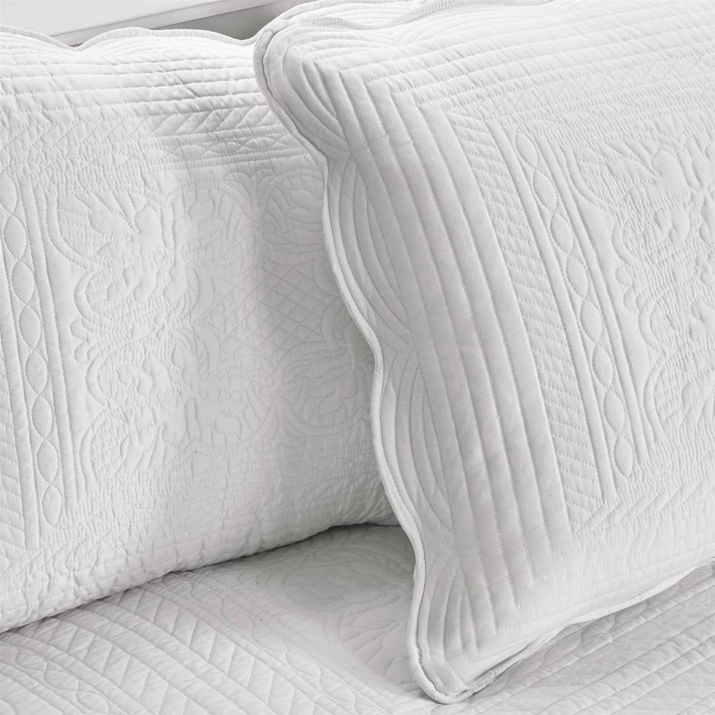 Juego de ropa de cama de 6 piezas para sofá cama, blanco rústico, con bordes festoneados