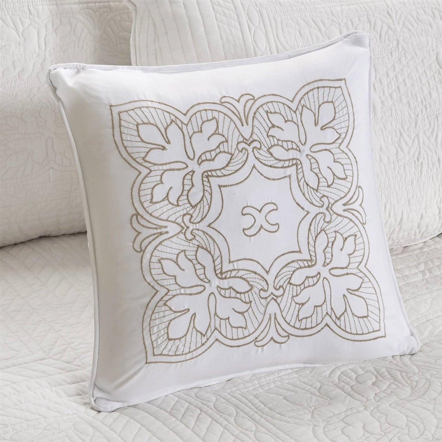 Juego de ropa de cama de 6 piezas para sofá cama, blanco rústico, con bordes festoneados