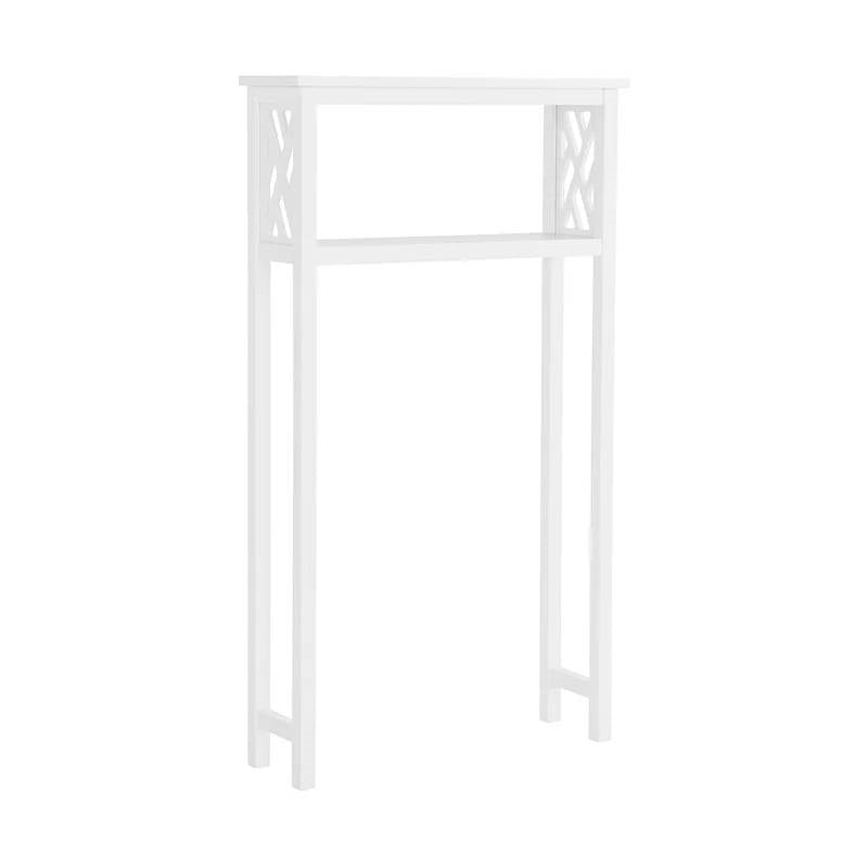 Estantería de almacenamiento de madera maciza blanca de 1 balda para encima del inodoro