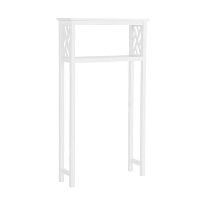 Estantería de almacenamiento de madera maciza blanca de 1 balda para encima del inodoro