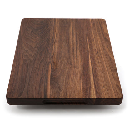 20x15 inch thick flat-grain walnut cutting board with rounded corners and handle cutout on Tampa Home & Garden Store
