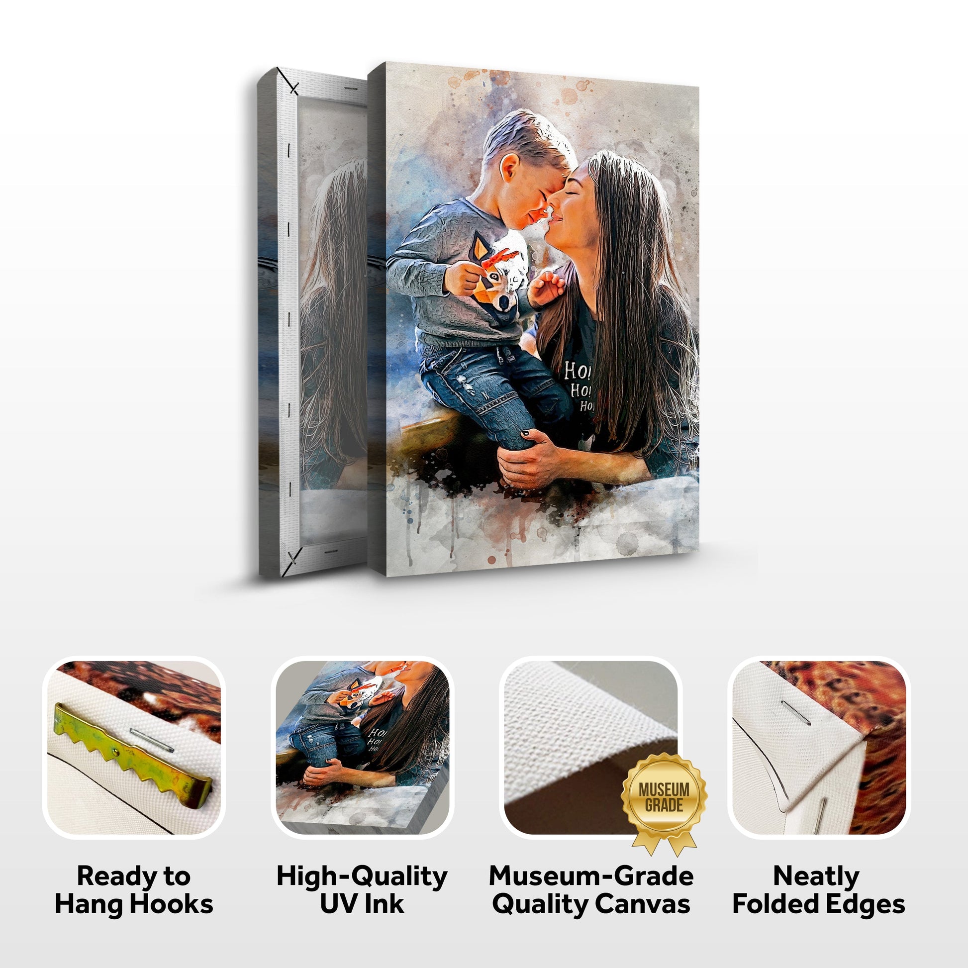 Mother and Son Watercolor Portrait Sign canvas by Tailored Canvases, crafting canvas on Tampa Home & Garden Store