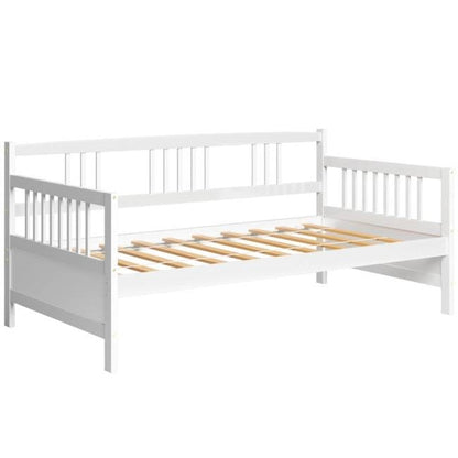 Sofá cama de madera 2 en 1 individual con acabado blanco