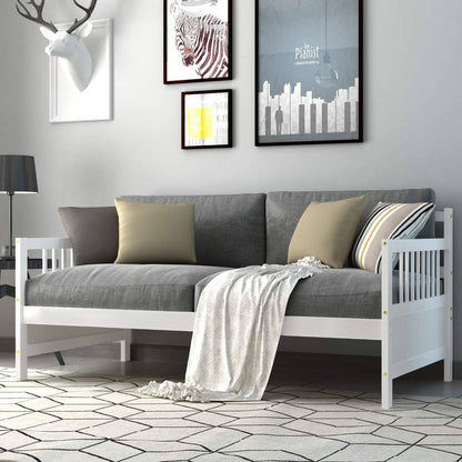 Sofá cama de madera 2 en 1 individual con acabado blanco