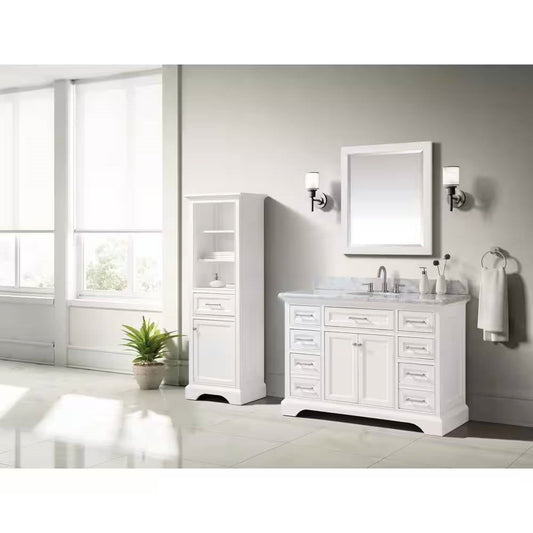32-in x 28-in Bathroom Wall Mirror with White Solid Wood Frame - Tampa Home & Garden Store