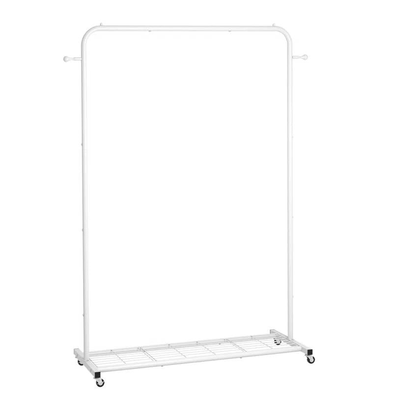 Perchero de ropa blanco moderno con ruedas bloqueables