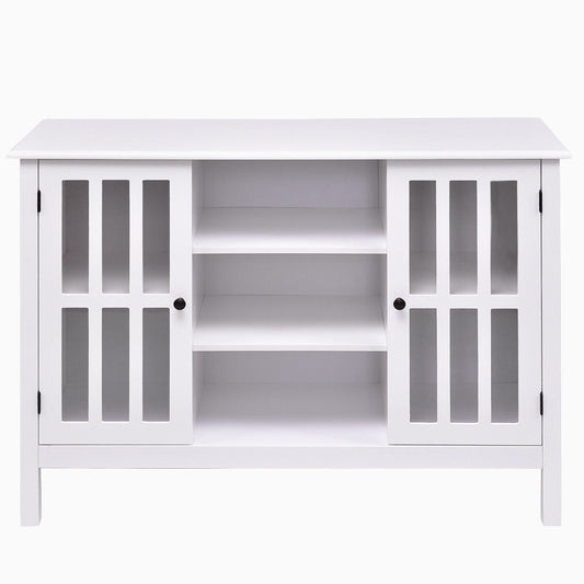 White Wood 43-inch TV Stand with Glass Panel Doors - Tampa Home & Garden Store
