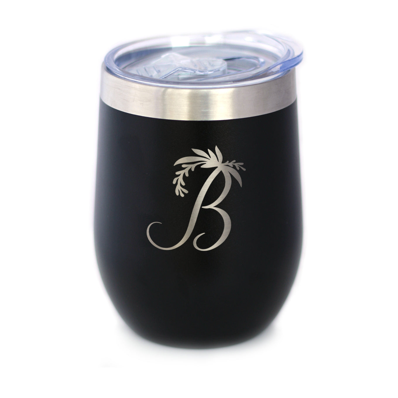 Monogram Floral Initial Letter B - Wine Tumbler