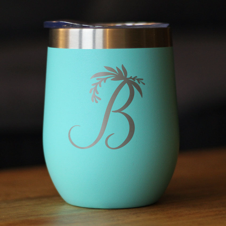 Monogram Floral Initial Letter B - Wine Tumbler