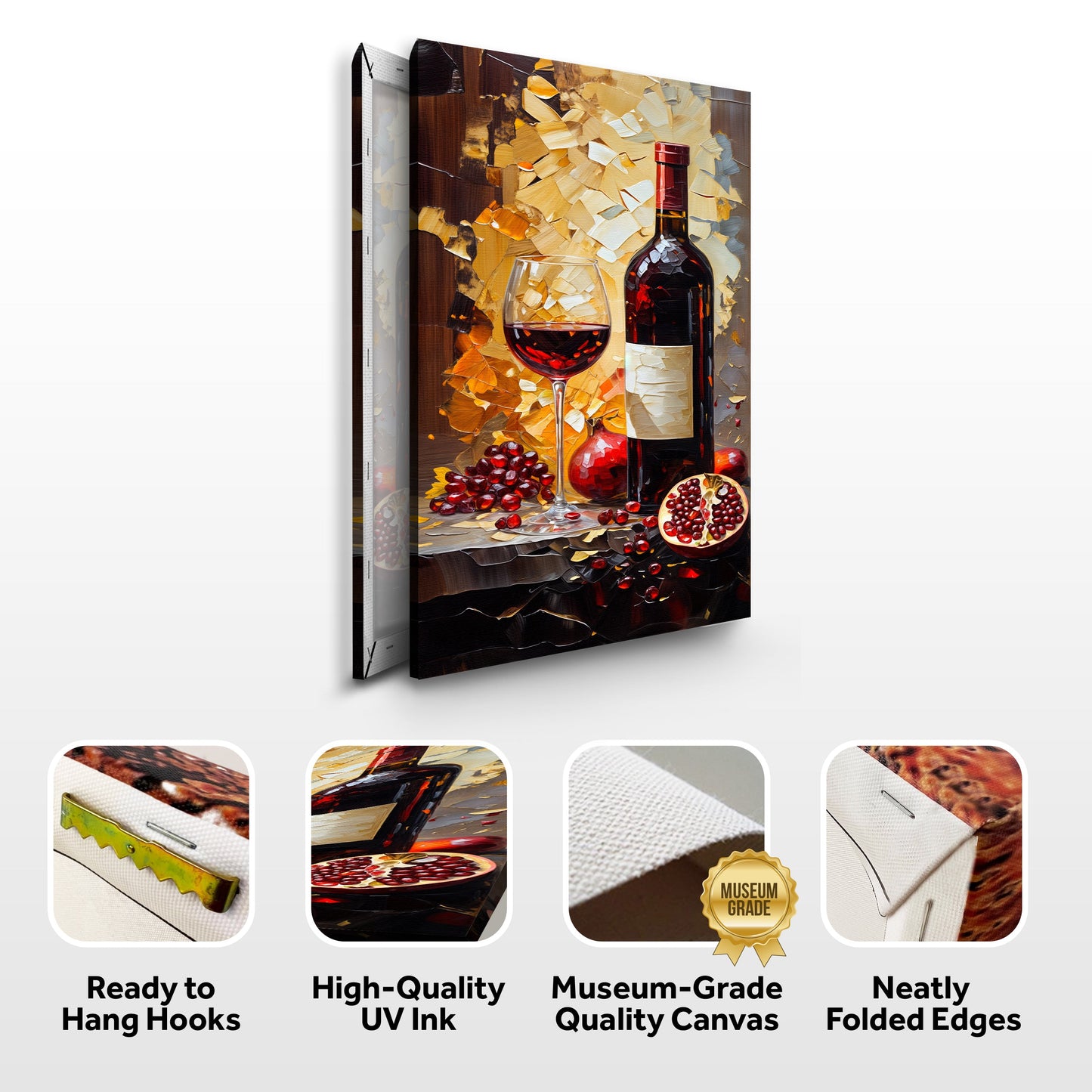 Canvas Print Vinous Harvest by Tailored Canvases; wine bottle and glass with grapes on Tampa Home & Garden Store