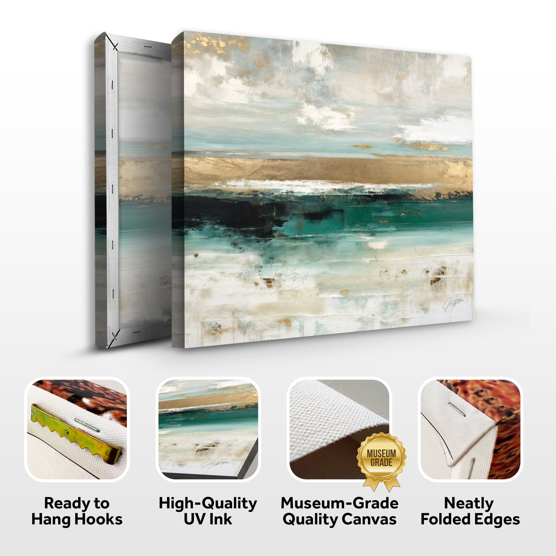 Canvas Print Coastal Echoes by Tailored Canvases in sea blues and sandy beige on Tampa Home & Garden Store