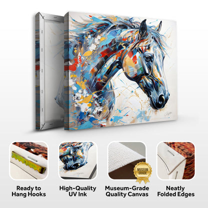 Canvas Print Vivid Steed by Tailored Canvases colorful abstract horse with blue orange strokes on Tampa Home & Garden Store