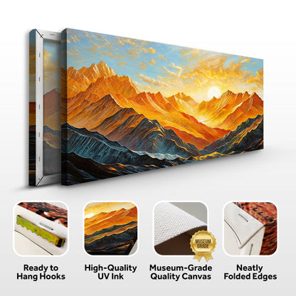 3-panel canvas print Alpenglow Majesty by Tailored Canvases, orange-blue mountain sunset crafting canvas on Tampa Home & Garden Store