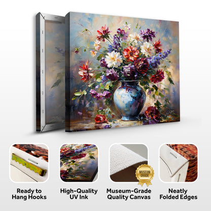 Canvas Print: Flore Symphony by Tailored Canvases, vibrant bouquet in a blue vase on Tampa Home & Garden Store